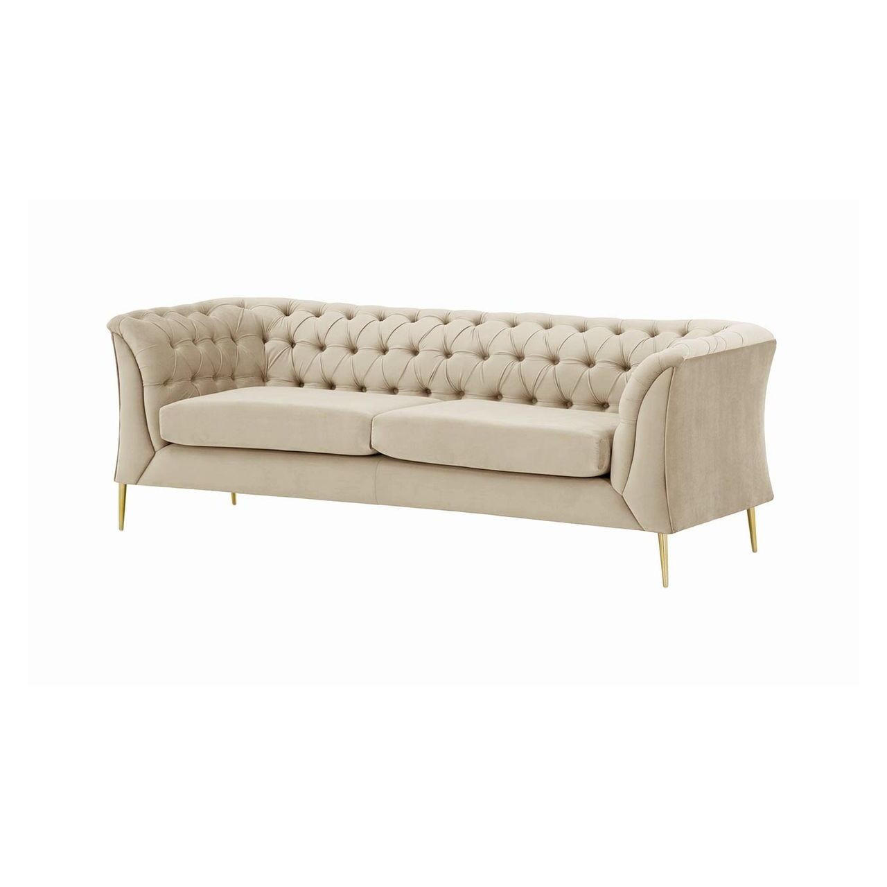 2,5-SITZER-SOFA Chesterfield Modern-Velluto 2 - Creme, Holz/Textil (209/74/80cm)