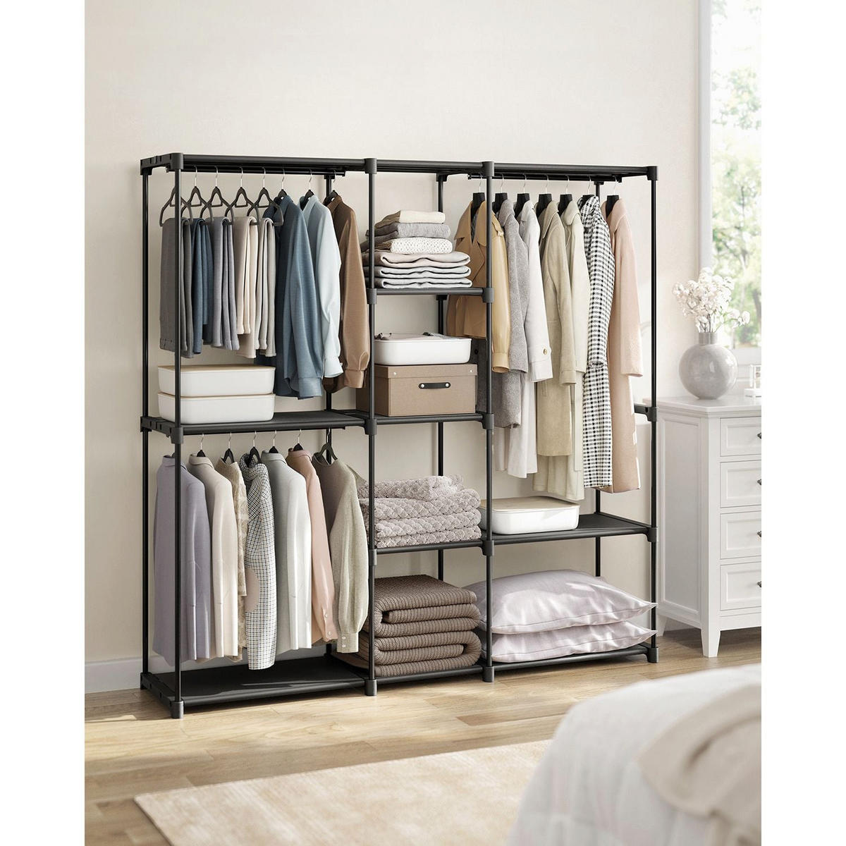 GARDEROBE AMSTERDAM - Schwarz, Metall (182/182/43cm) - Hansiro
