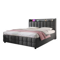 POLSTERBETT 140/200 cm grau aus Holz mit USB, LED und 4 Schubladen - Grau, Holzwerkstoff (140/200cm) - OKWISH