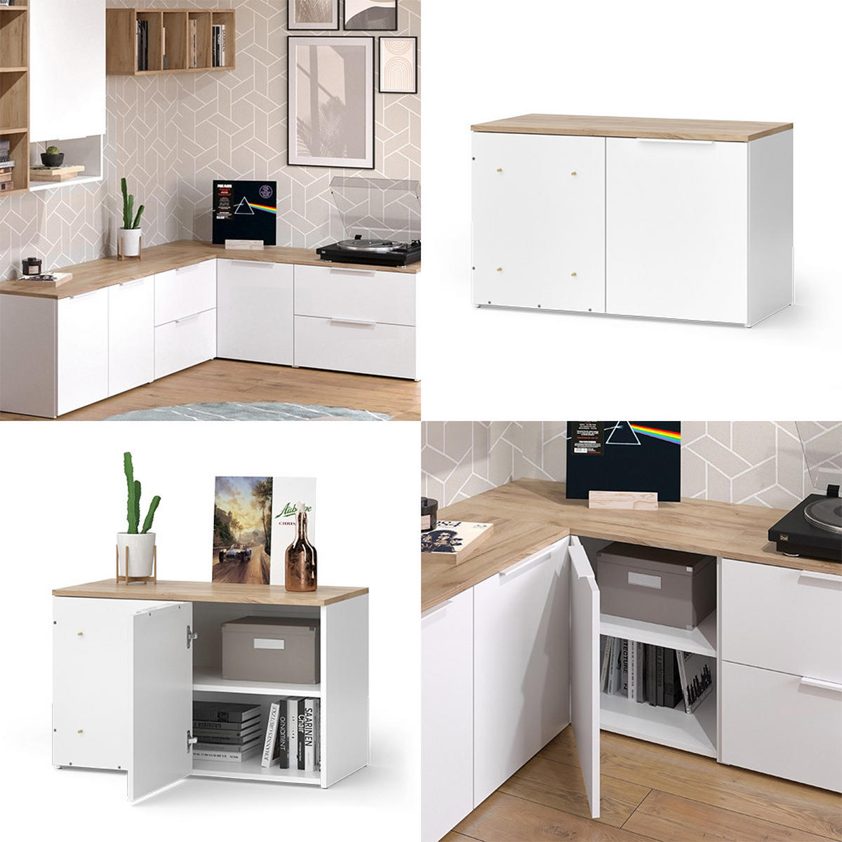 Weiß/Sonoma Eiche, Holzwerkstoff (80/50/40cm) - Vicco