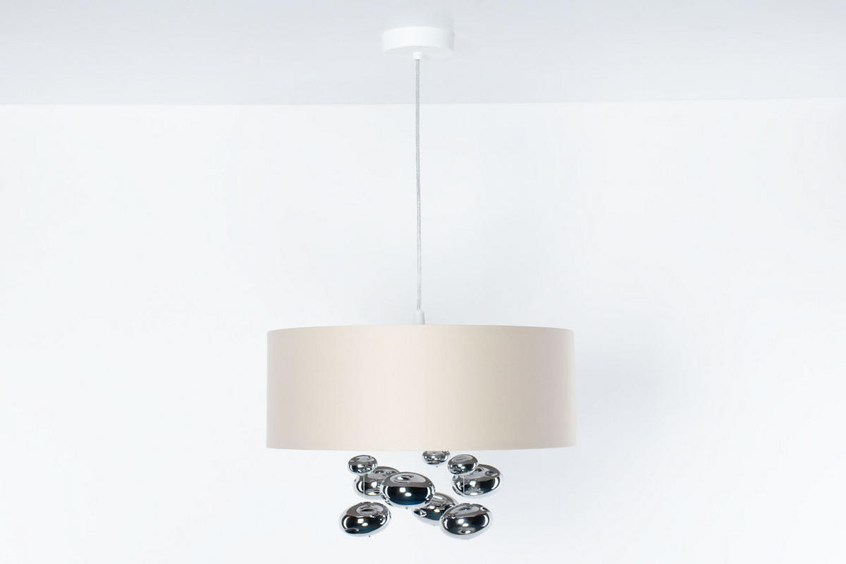 HÄNGELEUCHTE Silber 40/96 cm - Beige/Silberfarben, Kunststoff (40/1/96cm) - ONZENO