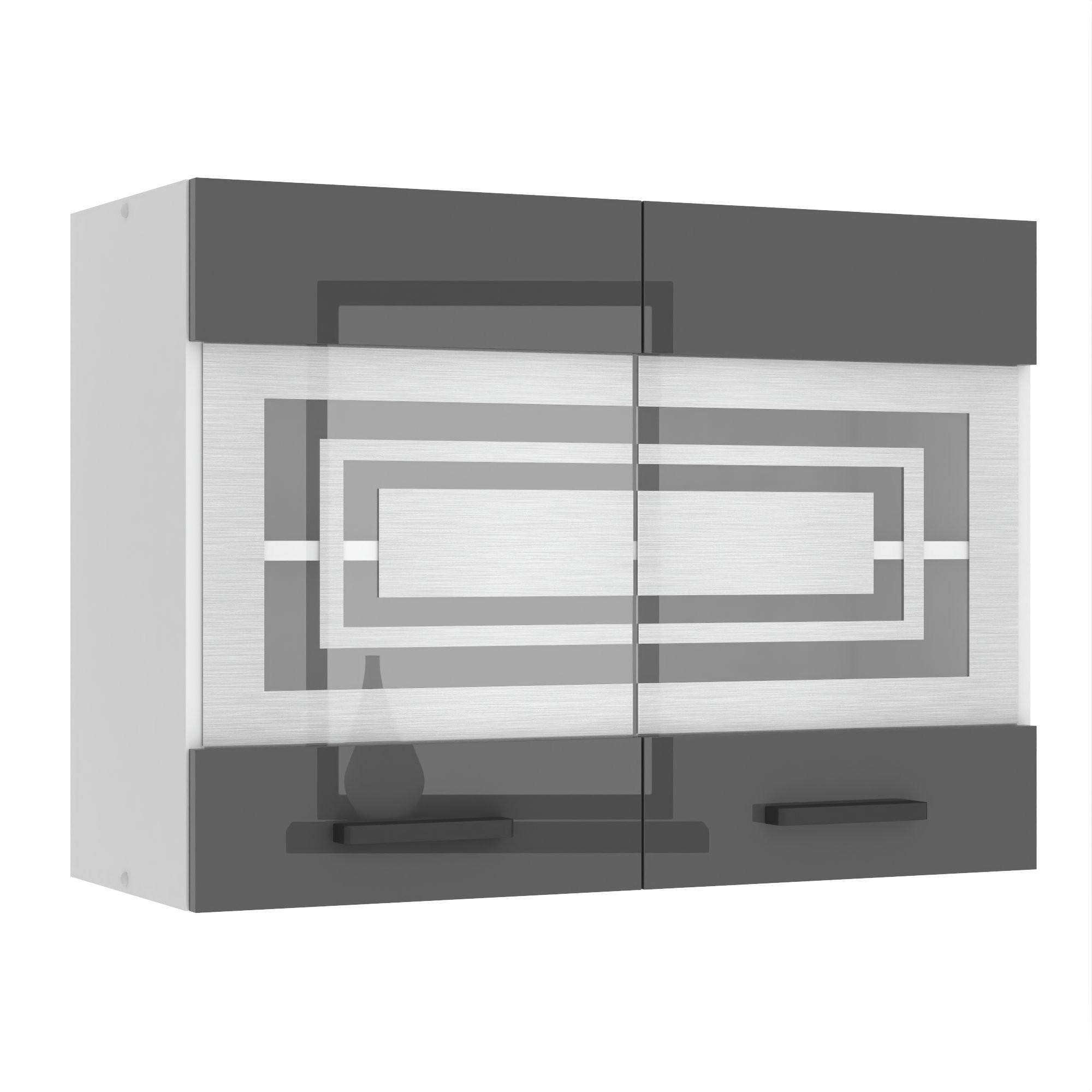 HÄNGESCHRANK SGW 80 cm, mit 2 Türen, Silber Hochglanz - Silberfarben, Holz (80/58/29.6cm) - B BELINI GROUP
