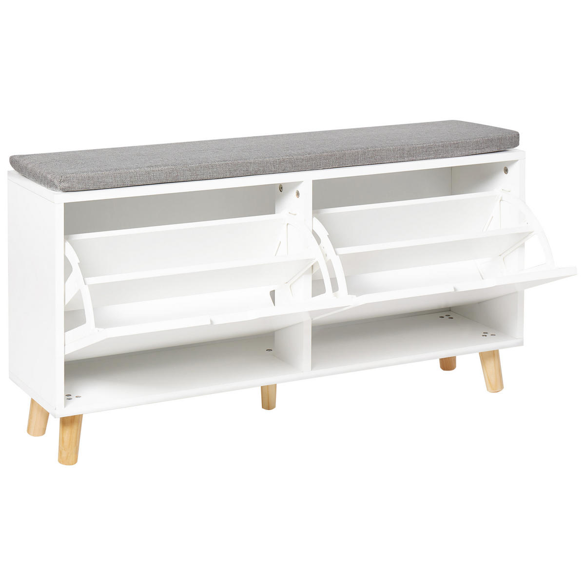 SCHUHBANK Weiß Mineral - Weiß/Grau, Holzwerkstoff (98/52/25cm) - Beliani