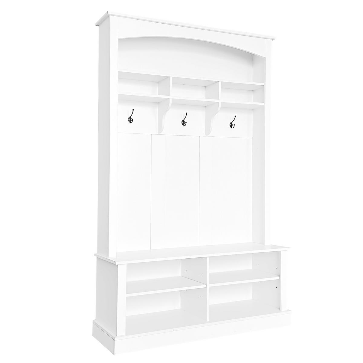 STANDGARDEROBE mit Sitzbank und Schuhablage in Weiß, 120/40/190 cm - Weiß, Holzwerkstoff (40/190/120cm) - BEAOK