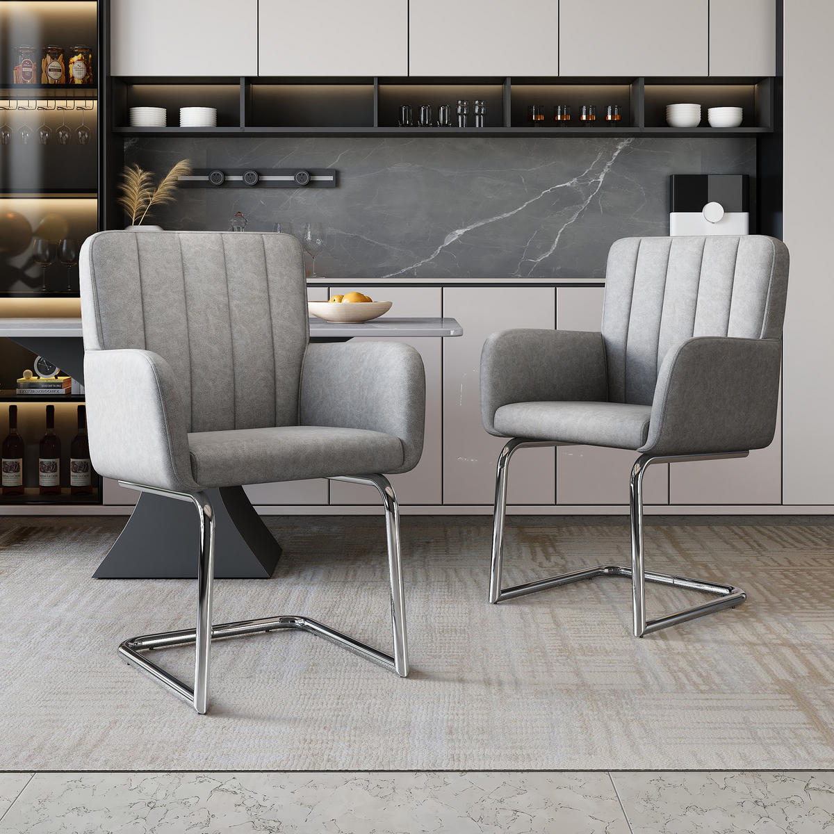 SCHWINGSTUHL DE-35882 2er-Set mit Z-förmigen Metallbeinen Grau - Grau, Metall (57/86/56cm) - ComfortXL
