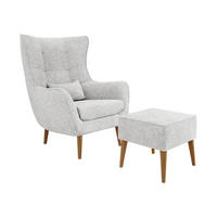 SESSEL Estjano mit Fußbank - Beige/Hellgrau, Holz (80/106/95cm) - MIRJAN24