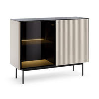 SIDEBOARD OLDEN KOM1 Glasplatte Kaschmir - Kaschmir, Glas/Holzwerkstoff (107/84/39cm) - Komodee