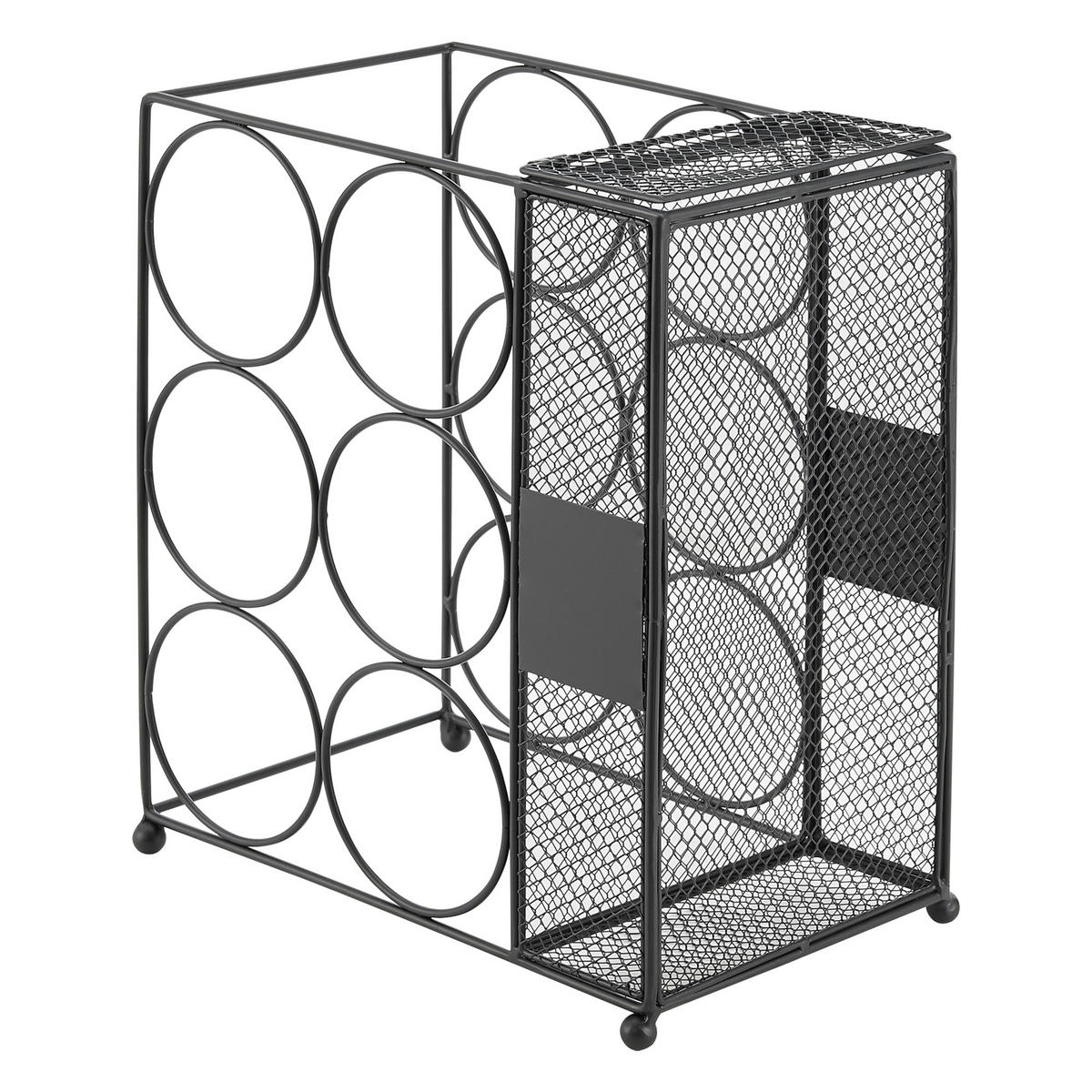 WEINREGAL Drangedal - Schwarz, Metall (29/33.5/18cm) - [en.casa]
