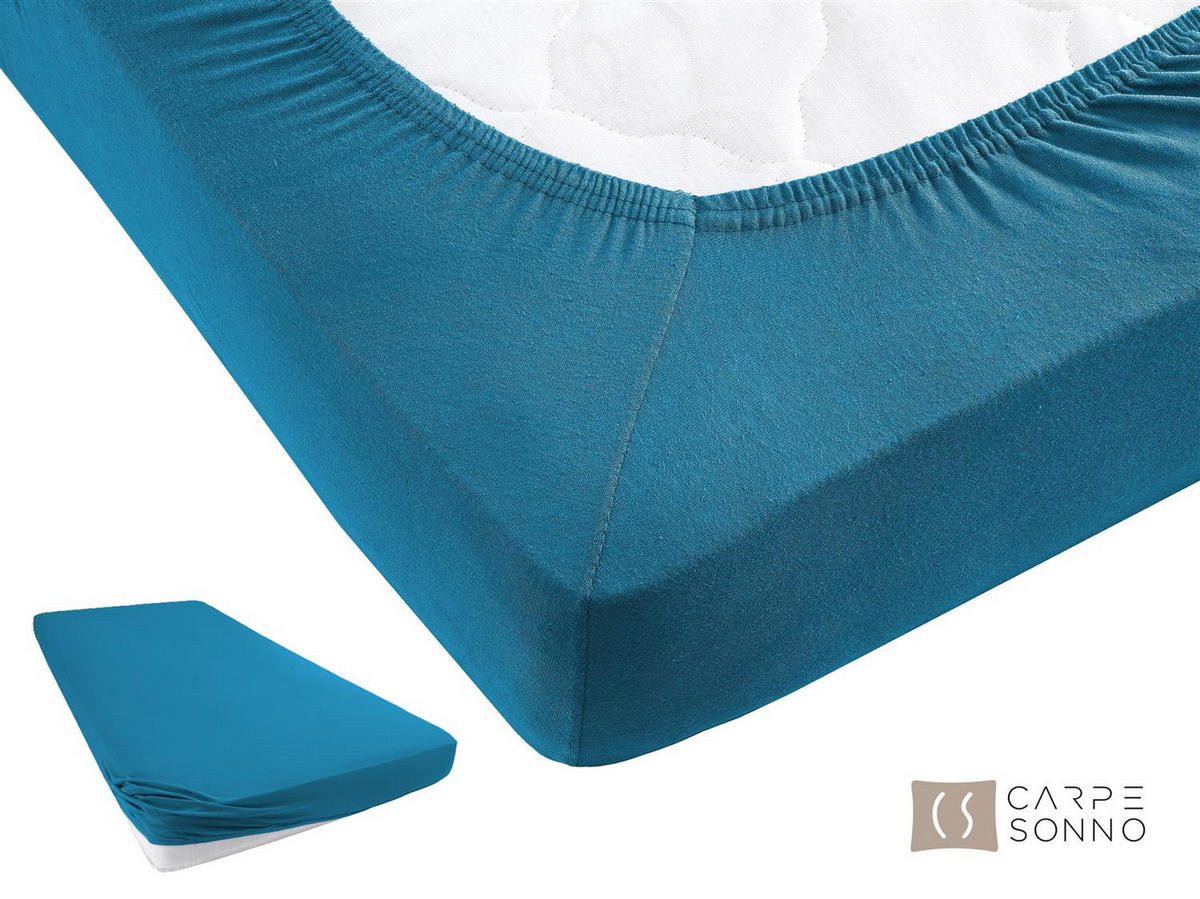 JERSEY-SPANNBETTLAKEN 100x200 cm aus 100% Baumwolle, Bettlaken Petrol Blau Uni - Petrol, Textil (100/200cm) - Carpe Sonno