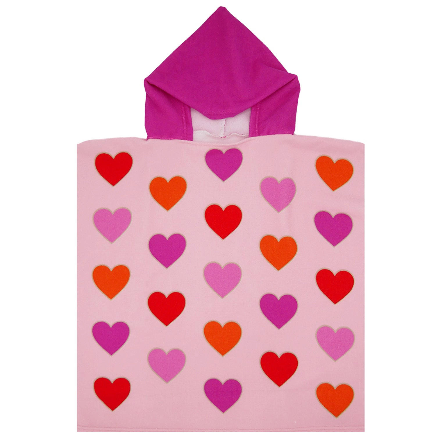 PONCHO Kinder Mikrofaser Rosa 60x60 250g/m² - PONCHO Herzen - Pink, Textil (Einheitsgrößenull) - LE COMPTOIR DE LA PLAGE