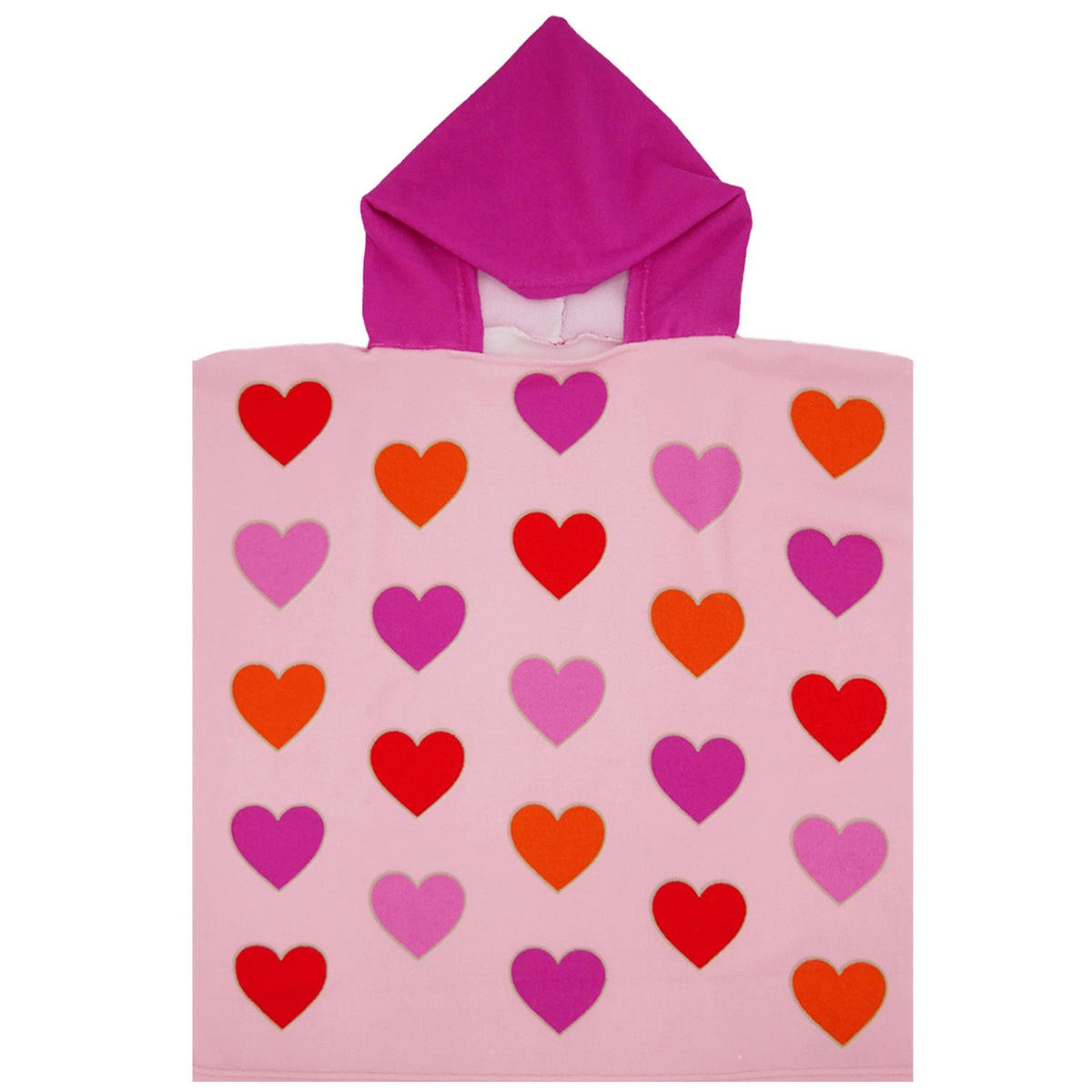 PONCHO Kinder Mikrofaser Rosa 60x60 250g/m² - PONCHO Herzen - Pink, Textil (Einheitsgrößenull) - LE COMPTOIR DE LA PLAGE