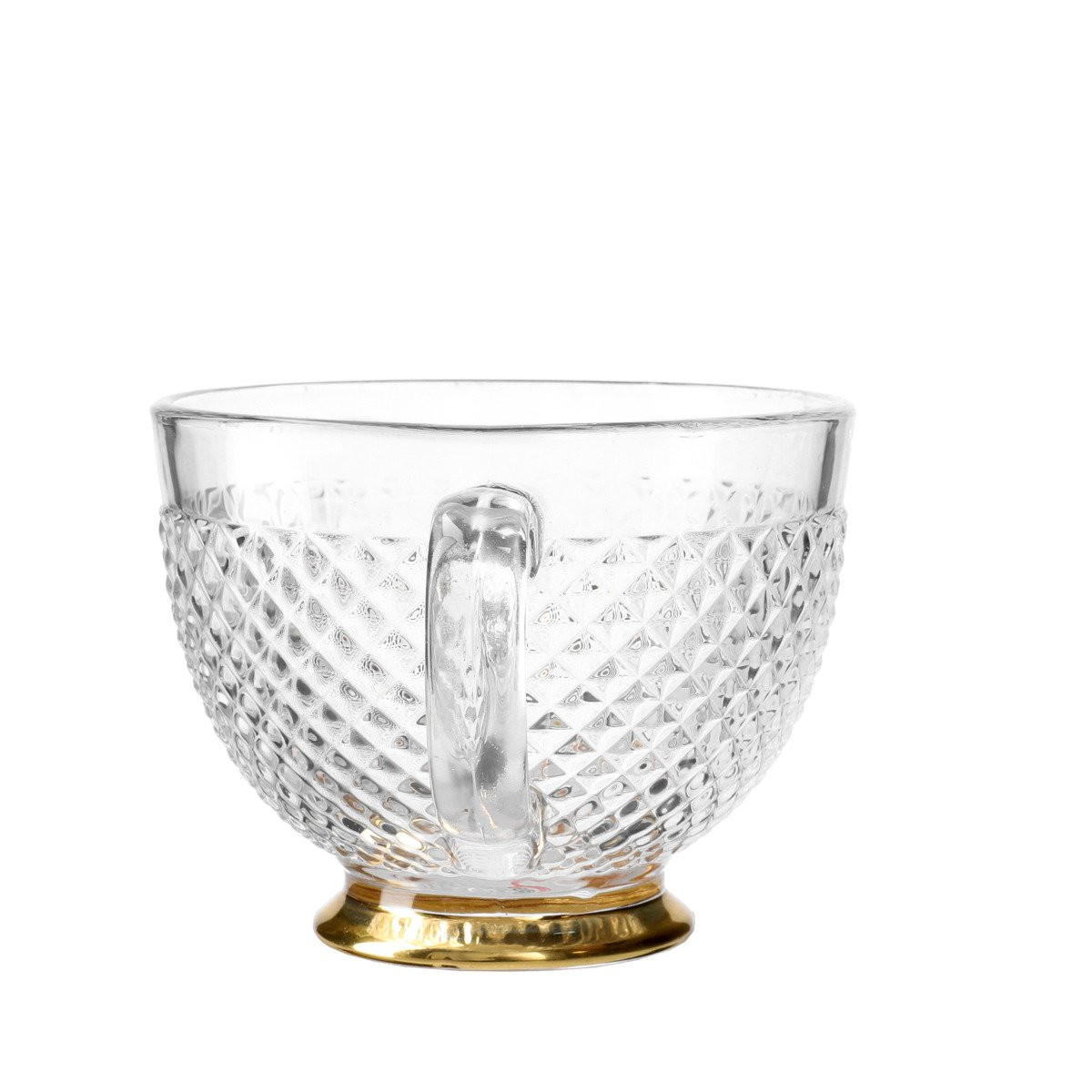 TASSE Barrel mit Goldfuß 0,36 l 6er-Set - Transparent, Glas (0.36L) - Homla
