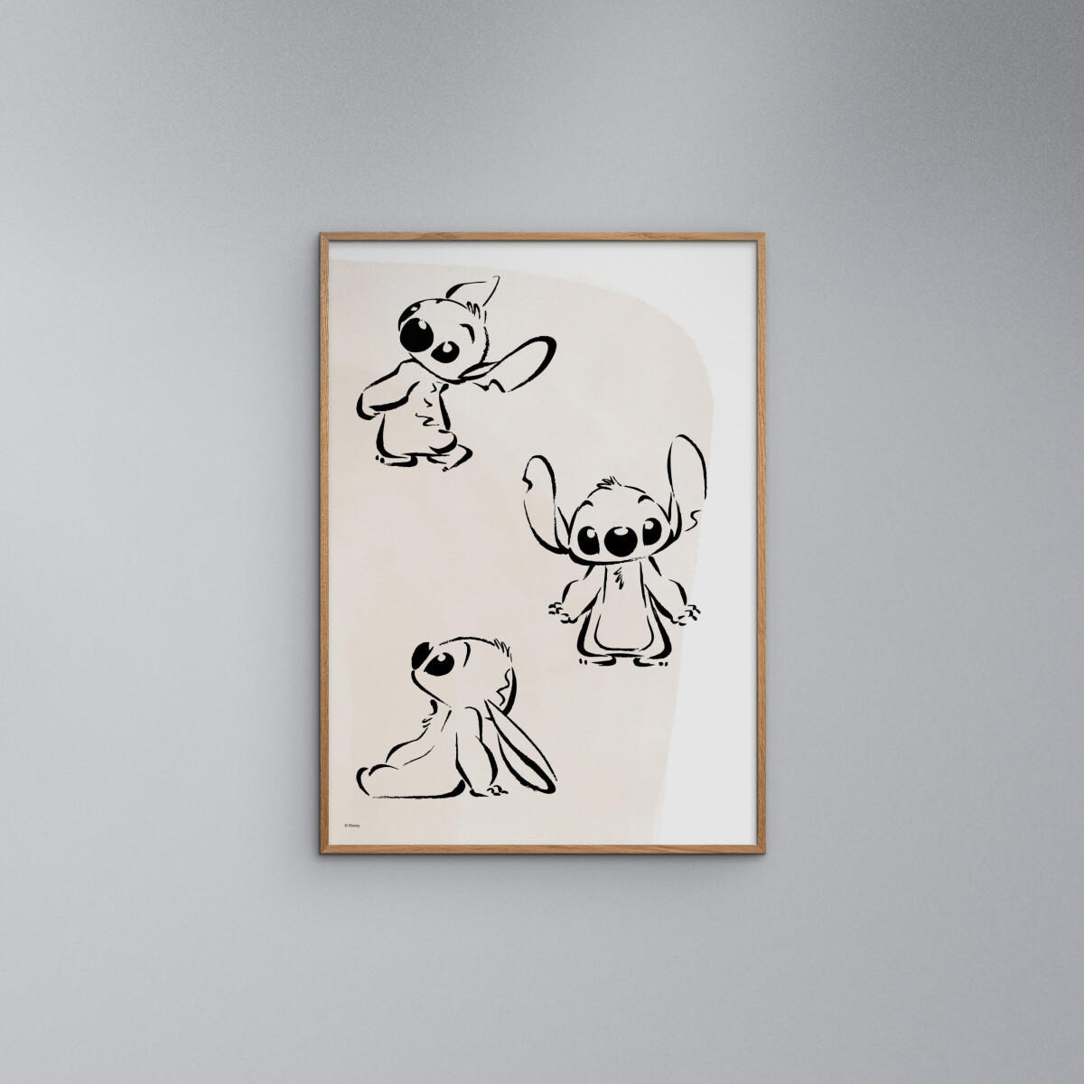 POSTER mit Rahmen Disney - Disney - Stitch Ink Sketch - Eichefarben/Beige, Holz/Papier (50/70cm) - Poster&Frame