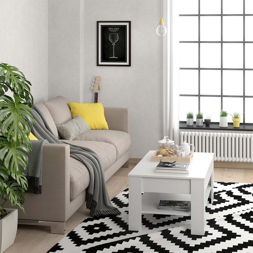 COUCHTISCH Milan Weiß 92.2 x 65 cm - Weiß, Holzwerkstoff (65/92.2/48cm) - Vicco