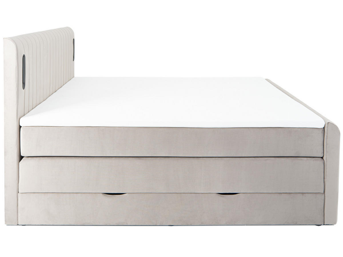 BOXSPRINGBETT FLY beige 160/200 cm H2/H3 Samt - Beige, Textil (160/200cm) - wonello