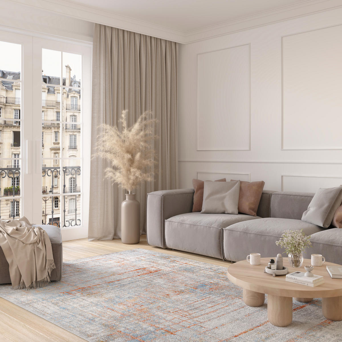 TEPPICH VALLEY Grau Orange 160/220 cm - Orange, Textil (160/220cm) - Tapiso