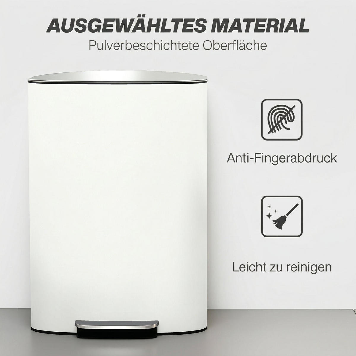 MÜLLEIMER Creme 45.1/36.5/62.2 cm - Creme, Metall (36.5/62.2/45.1cm) - HOMCOM