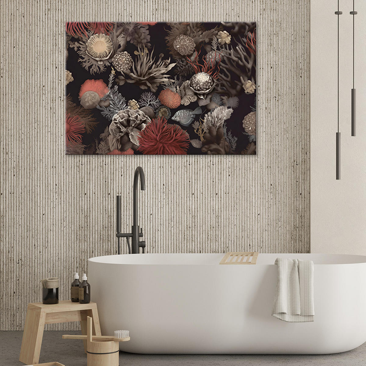 WANDBILD wohnzimmer wanddruck korallenpflanzen ai - Multicolor, Textil (60/40cm) - Feeby