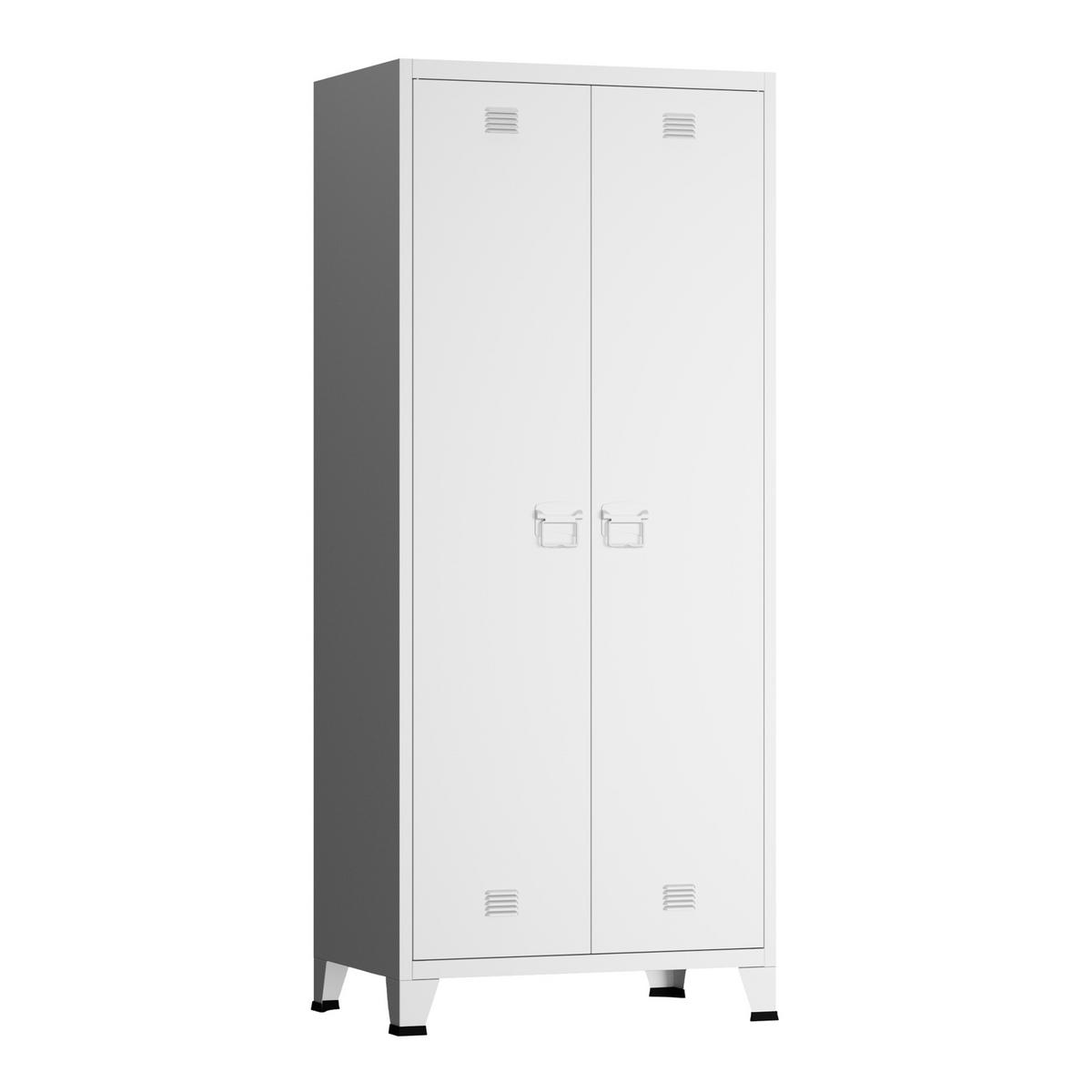KLEIDERSCHRANK Hankasalmi - Weiß, Metall (90/180/40cm) - [en.casa]