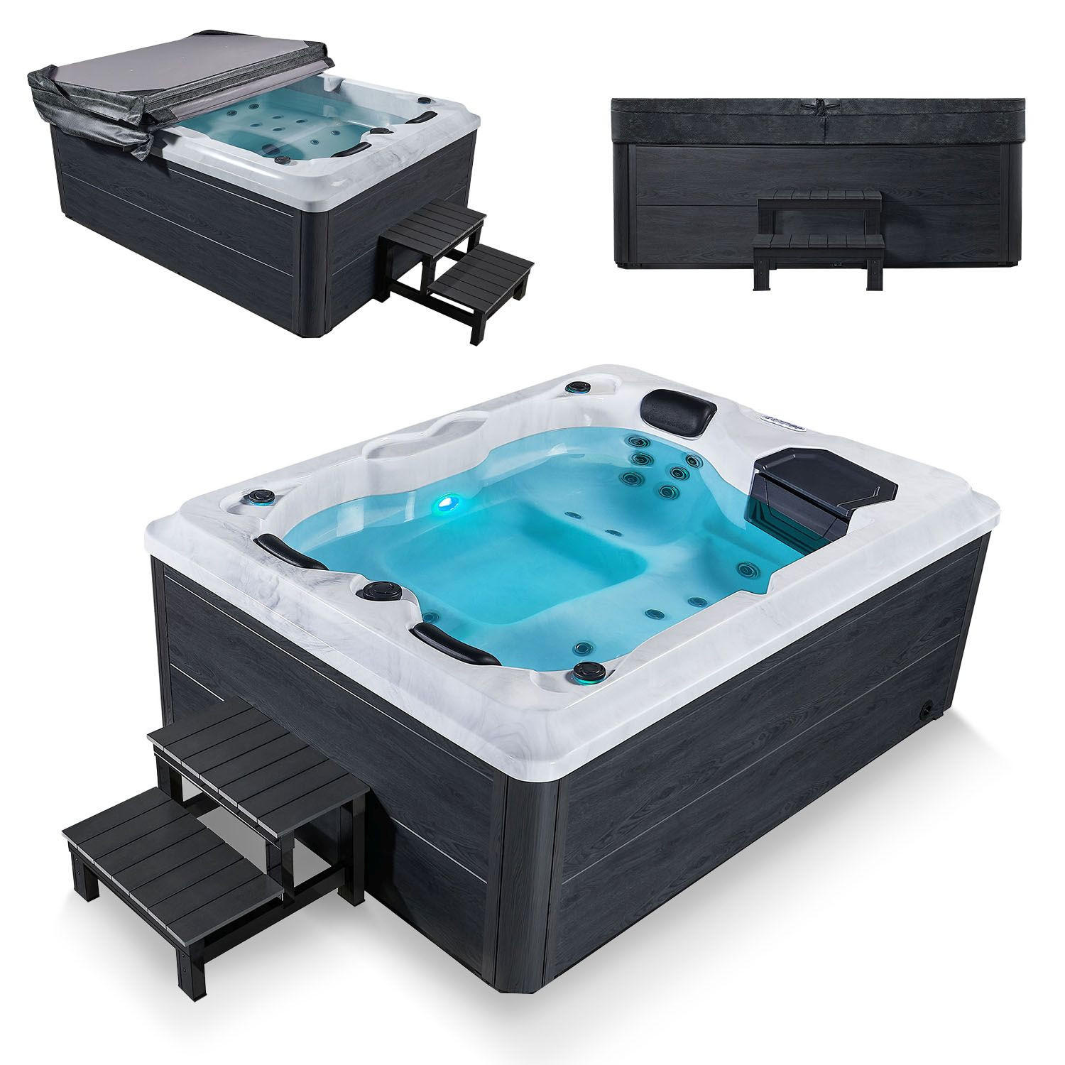 WHIRLPOOL Oasis mit Treppe Outdoor - Anthrazit, Kunststoff (210/80/160cm) - Artsauna