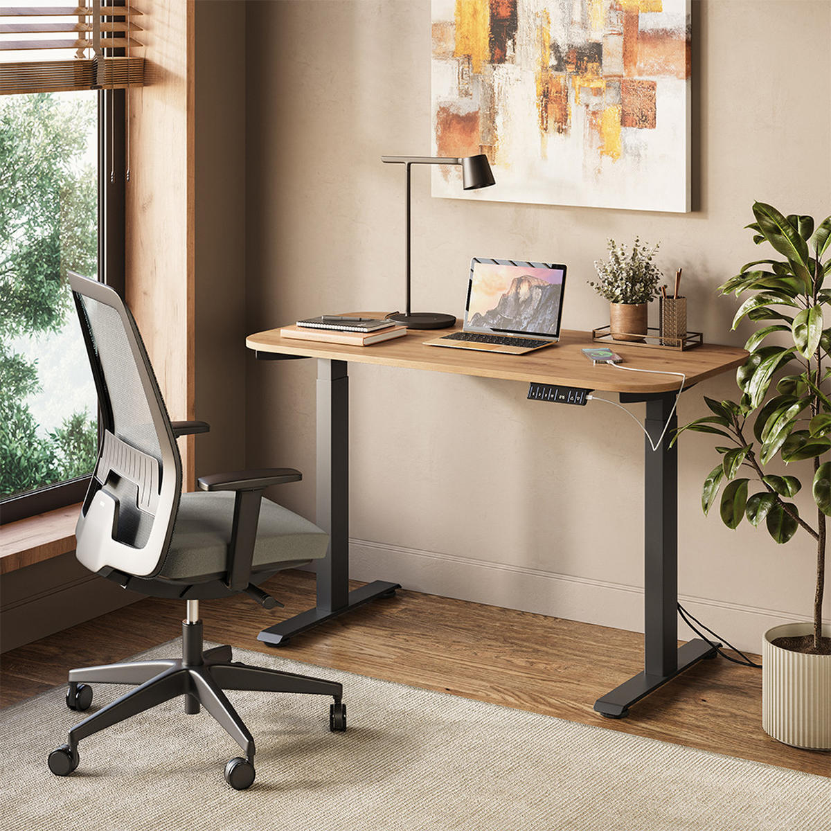 PSACÍ STŮL Elevate Černá/Řemeslná - černá, kompozitní dřevo (60/120/120cm) - Vicco