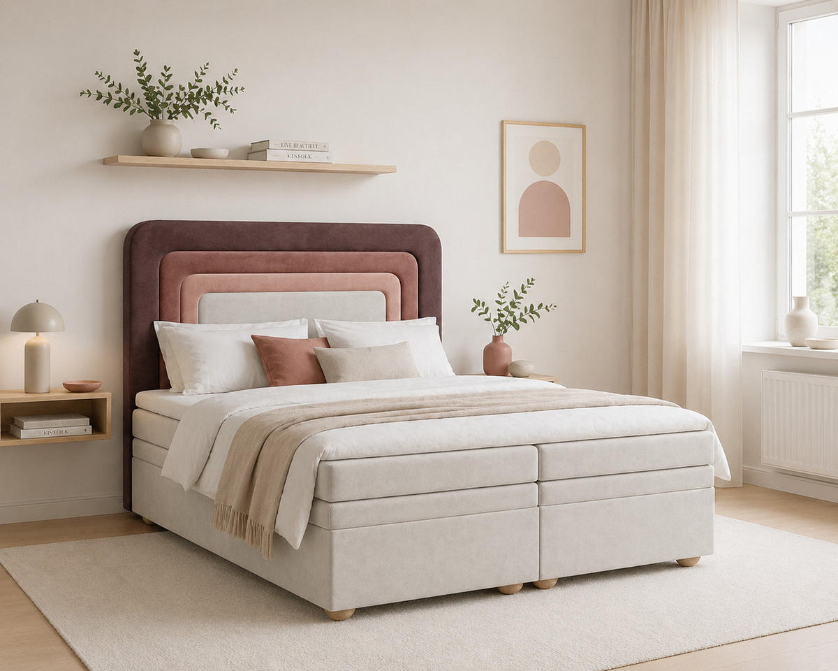 BOXBETT - Bett 10 NEST - Riviera - 140x200 cm - Modernes Polsterbett mit Bettkasten - Naturfarben, Holz (140/200cm) - ROYAL24_MARKT