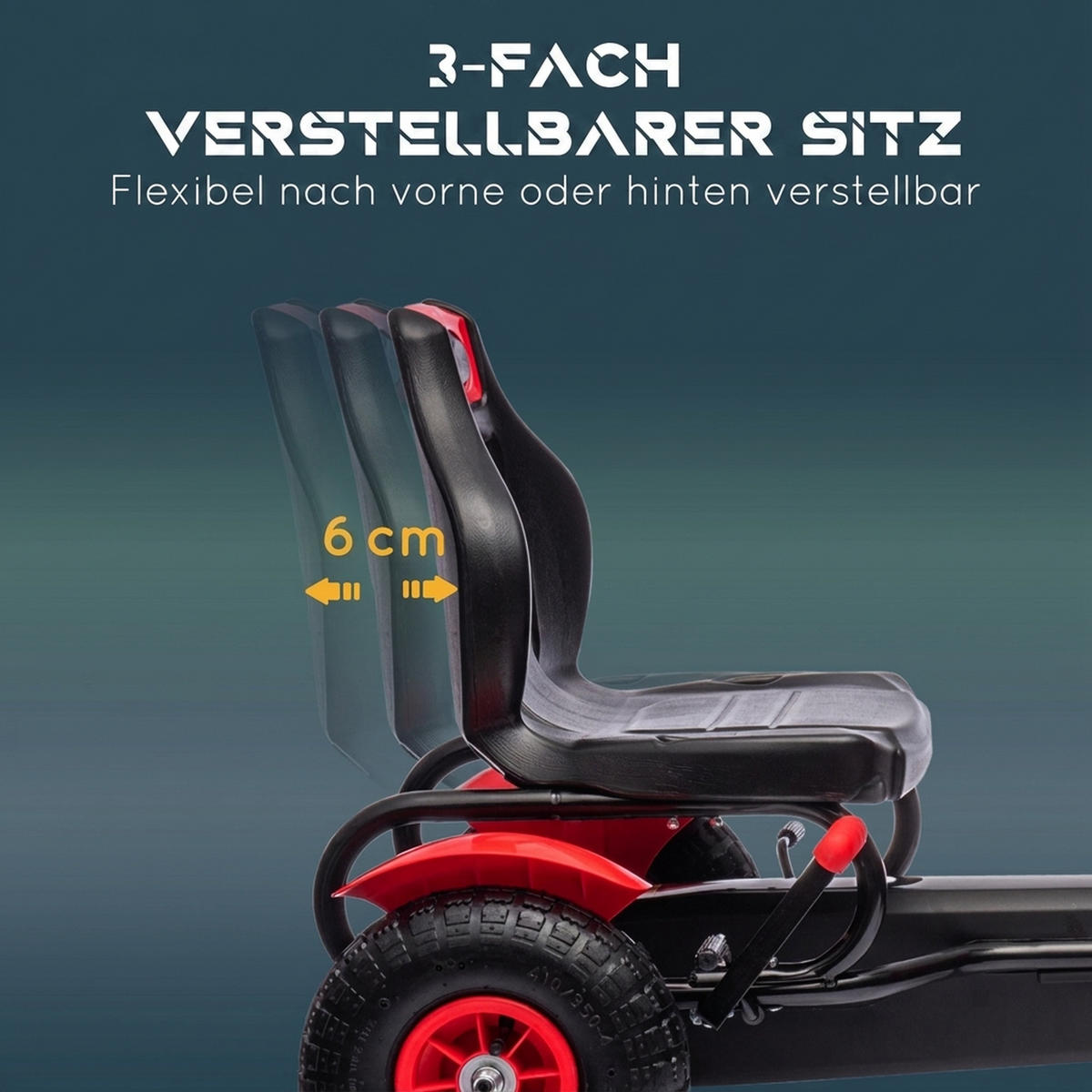 KINDER-GOKART Kunststoff Metall Rot - Rot, Kunststoff (117/58/61cm) - HOMCOM