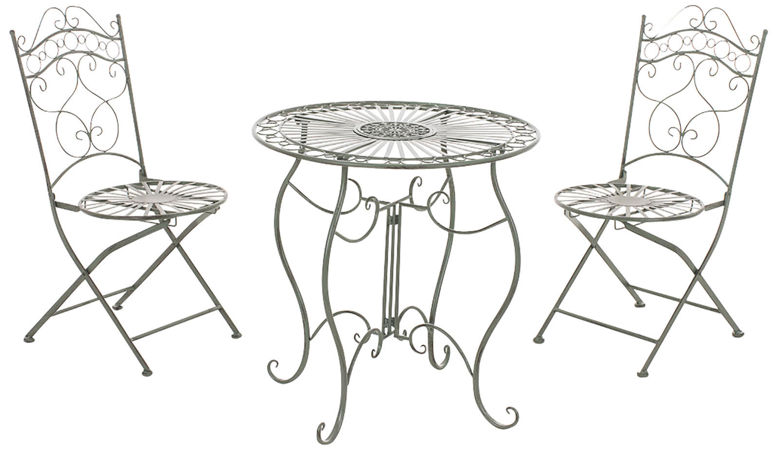BALKONSET Bistroset Fuver Metall Grün 2 Personen - Grün, Metall - DELUKE