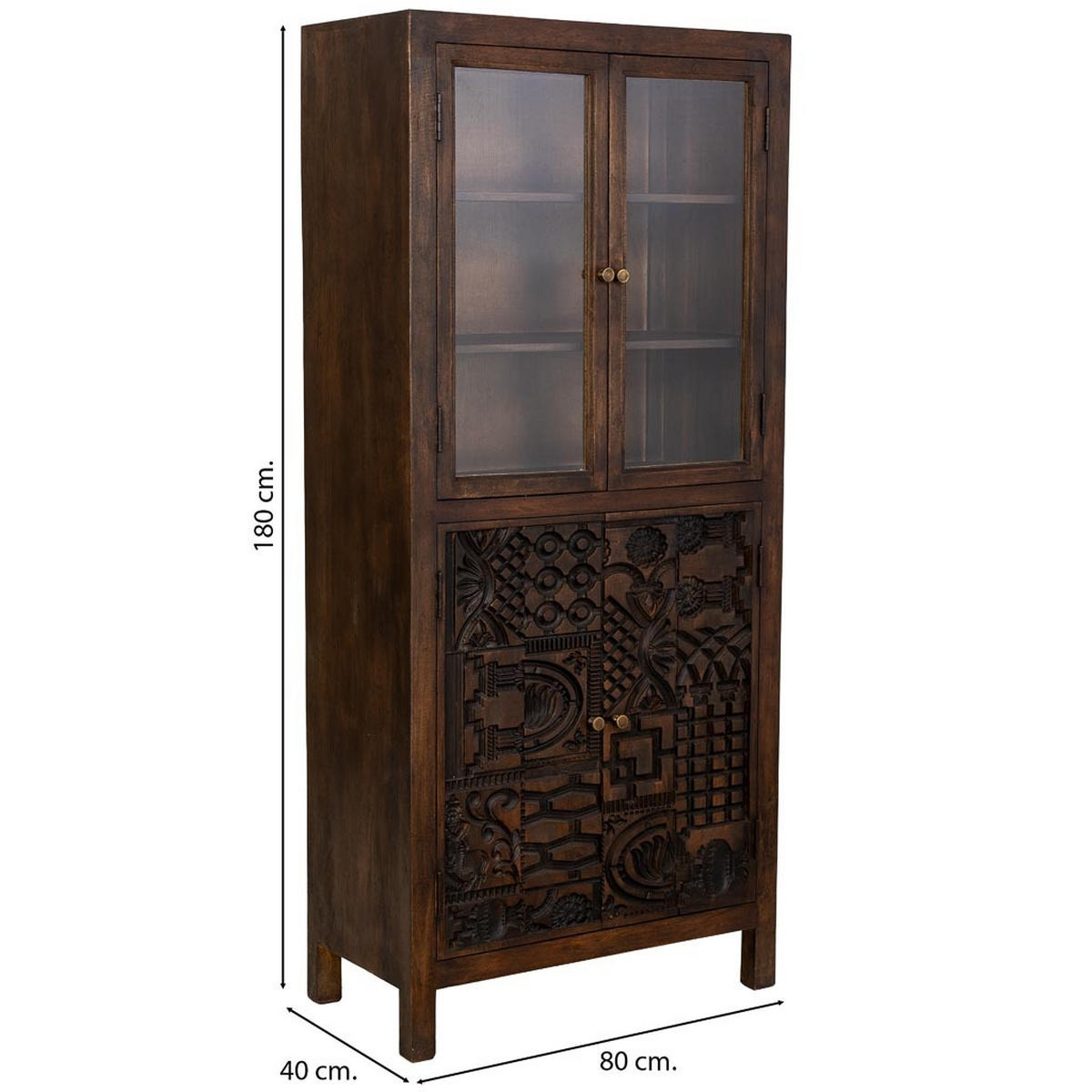 VITRINE aus holz 80x40x180cm - Braun, Holz (80/180/40cm) - Wanderlust