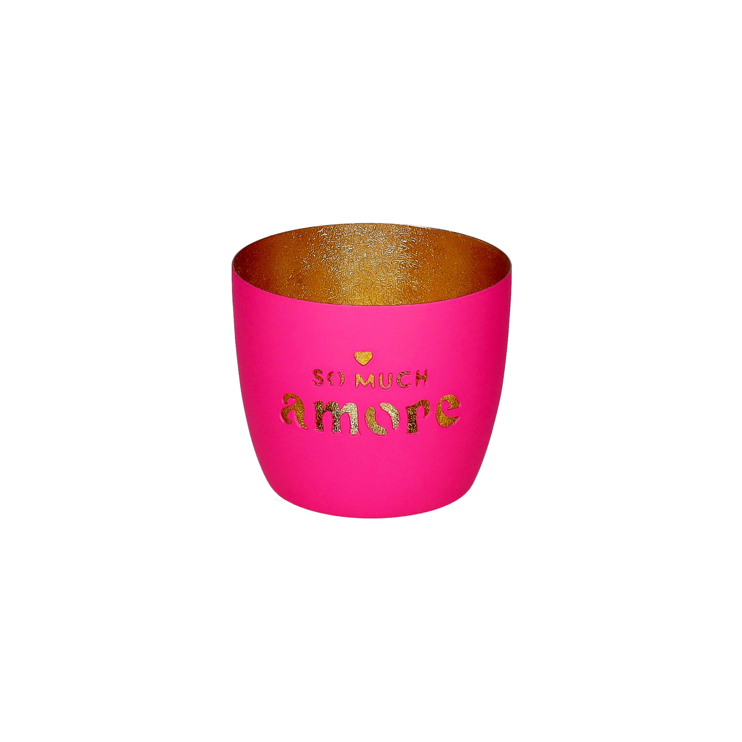 TEELICHTHALTER Madras M, So much amore, Eisen, Hot Pink / Gold, H 8.5 cm - Pink, Metall (10cm) - Gift Company