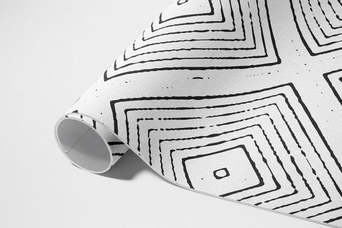 TEPPICH 120x180 cm Regelmäßige Quadrate Boho Muster - Schwarz/Weiß, Kunststoff (120/180cm) - Wallfluent