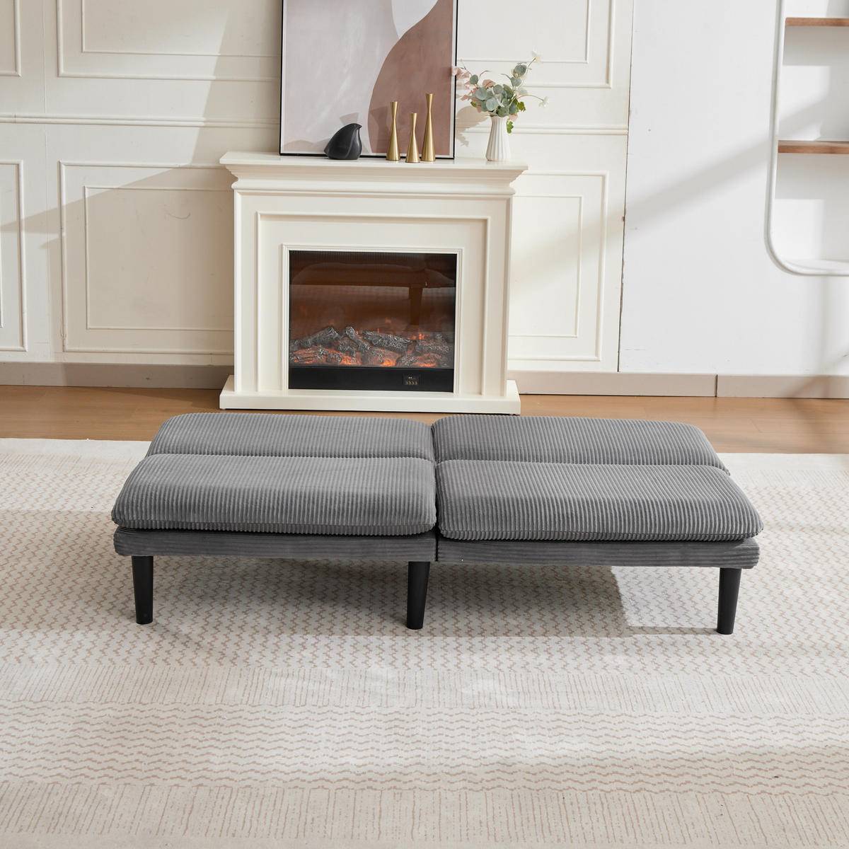 SOFA mit verstellbarer Rückenlehne und Relaxfunktion aus Samt - Grau, Textil (168/67/86cm) - EVRYAE