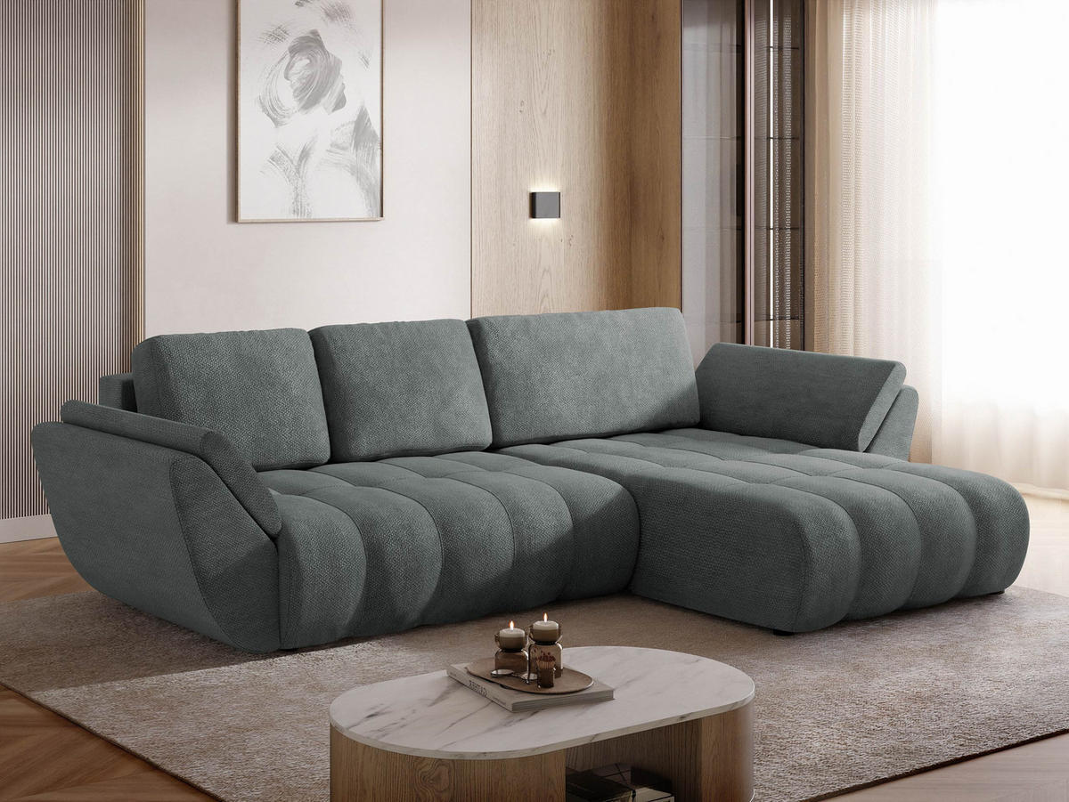ECKSOFA Faro - Schwarz/Graphitfarben, Holz/Kunststoff (283/195cm) - MIRJAN24