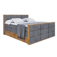 BOXSPRINGBETT mit Matratze H3|H4 und Lattenrost - LOLLI1-Z KING-160x200 - Dunkelgrau Casablanca - Dunkelgrau, Holzwerkstoff (160/200cm) - ALTDECOR