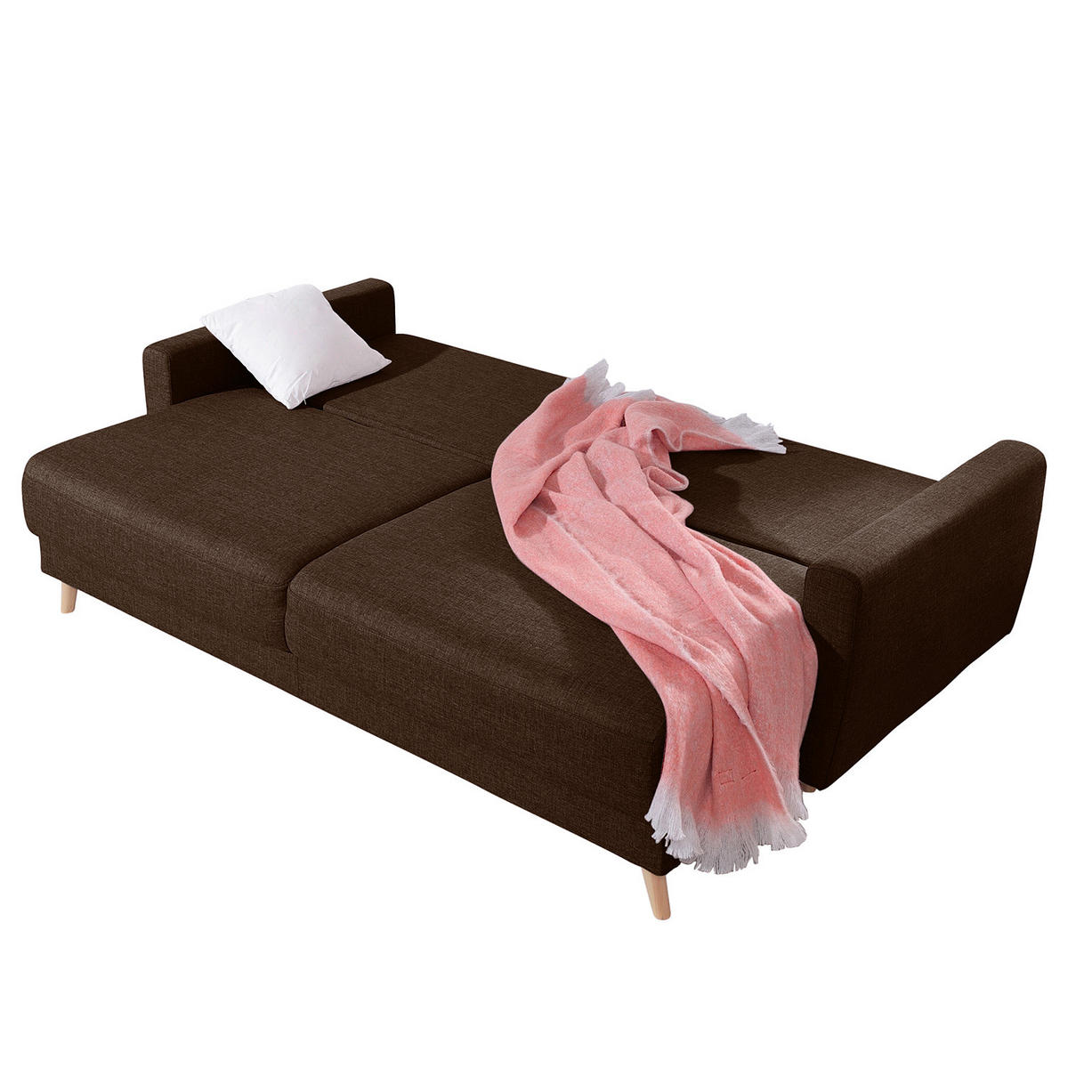 3-SITZER SOFA - Hellbraun/Dunkelbraun, Textil (220/90/90cm) - home24