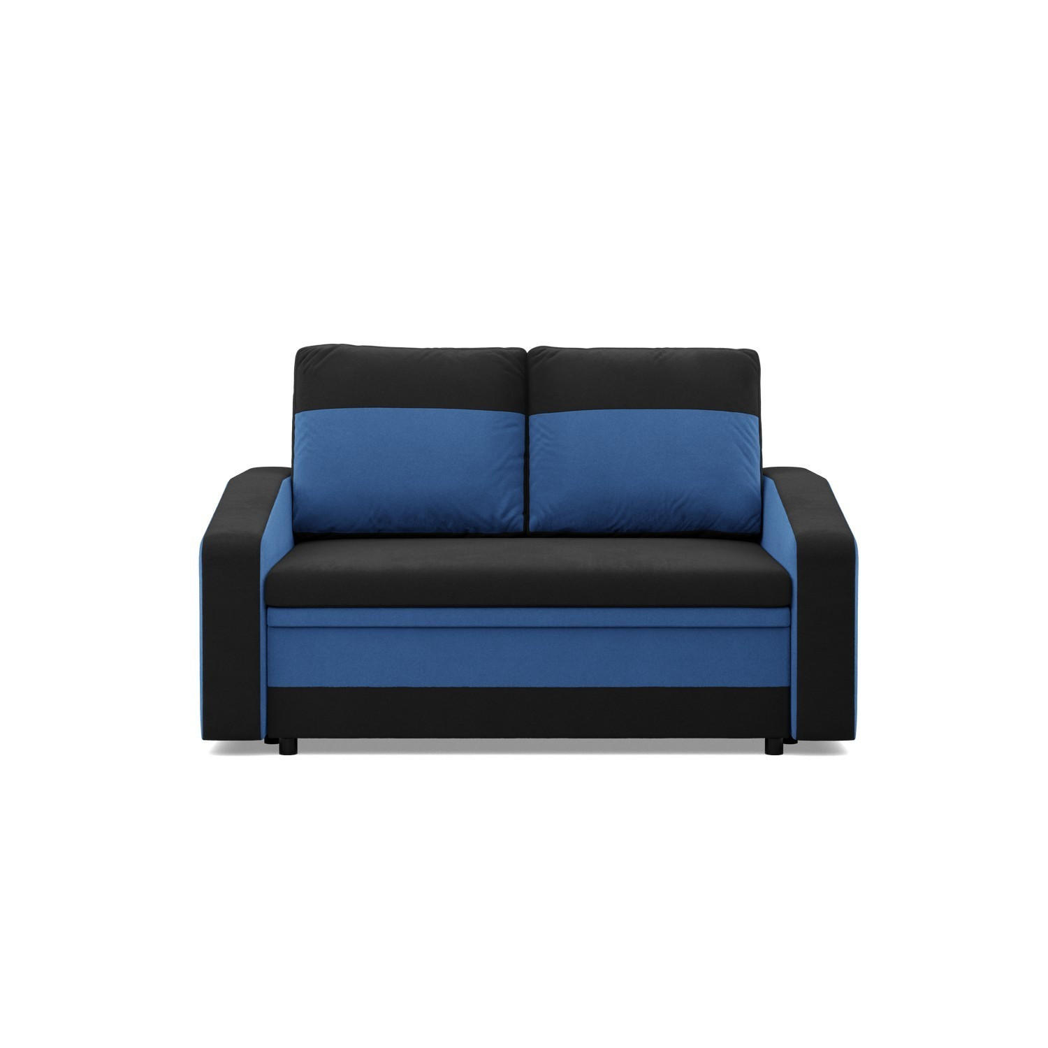 SOFA 2-SITZER MIT SCHLAFFUNKTION ORION, Schwarz + Dunkelblau - Schwarz/Dunkelblau, Textil (148/90/87cm)
