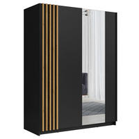 SCHWEBETÜRENSCHRANK Bayadero schwarz 150 cm / 63 cm / 199 cm - Schwarz/Braun, Holz/Holzwerkstoff (150/198/63cm) - Feldmann-Wohnen
