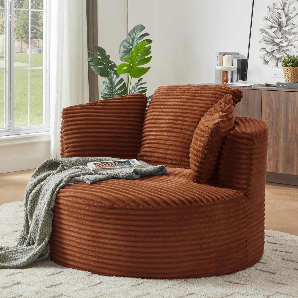 SESSEL rund Cord Orange - Orange, Kunststoff (113/86/124cm) - Meubliv