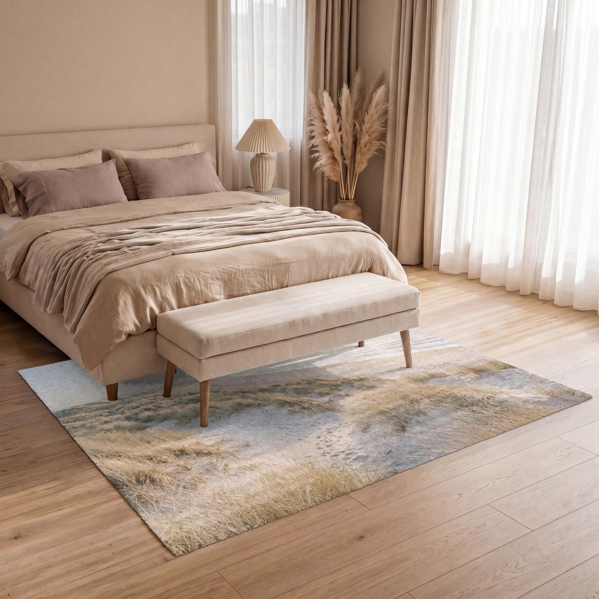 KOBERCE - Duny - Pláž - Béžová - 200x140 cm - piesková, textil/plast (200/0.4cm) - OnlyWow