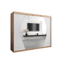 SCHWEBETÜRENSCHRANK 200/250/62 3-türig - Silberfarben/Weiß, Holz/Kunststoff (250/200/62cm) - Abiks Möbel