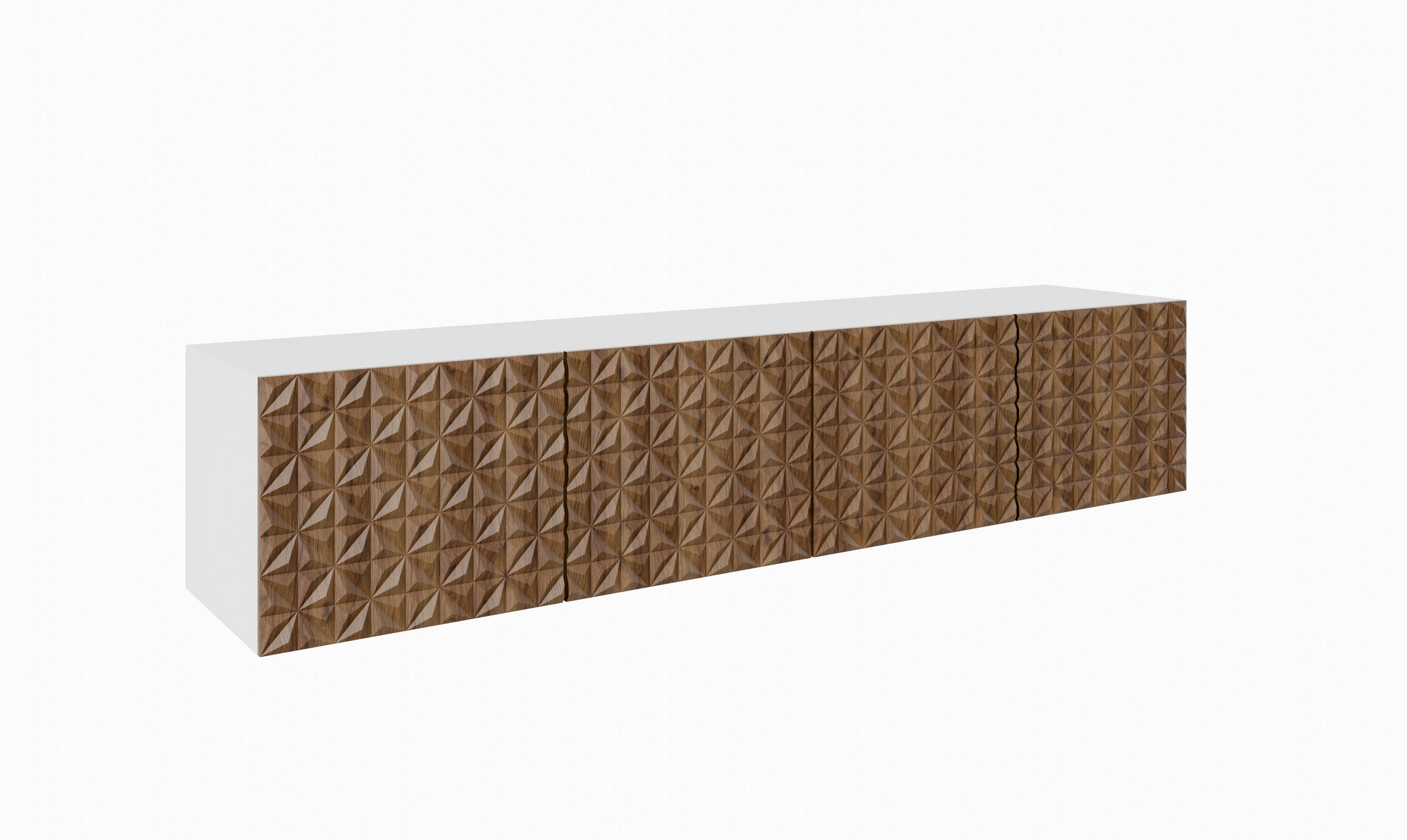 Meblini Tv-Schrank Weiß, Wildeiche 200x41x40 cm