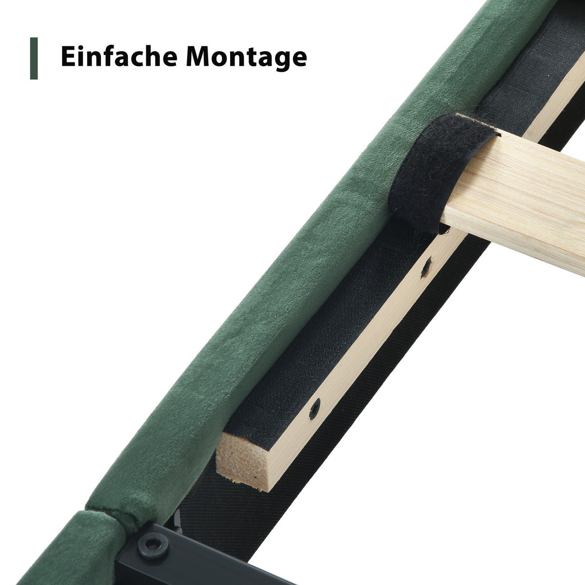EINZELBETT Dunkelgrün 90/200 cm - Grün, Holzwerkstoff/Textil - Urban Meuble