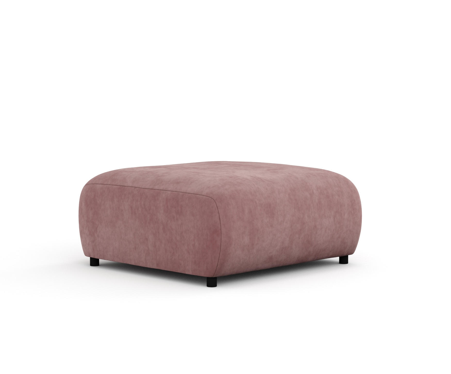 POUF S Zanzibar Rosa Samtstoff - Schwarz/Rosa, Holz/Holzwerkstoff (88/37/88cm) - Maison de Reve