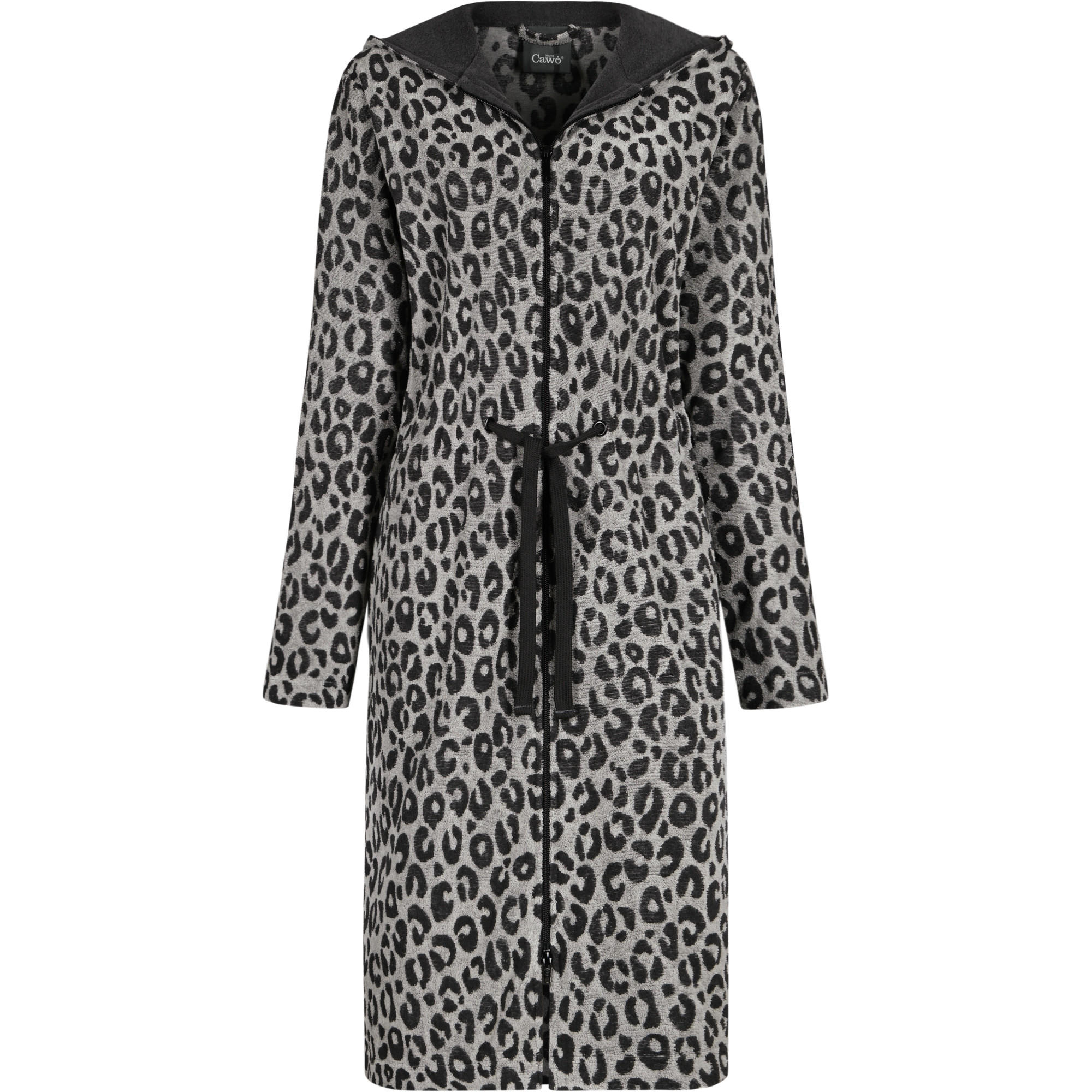 BADEMANTEL DAMEN KURZMANTEL MIT KAPUZE TWO-TONE LEO 851 BASALT - 77 - Grau, Textil (Snull) - Cawoe