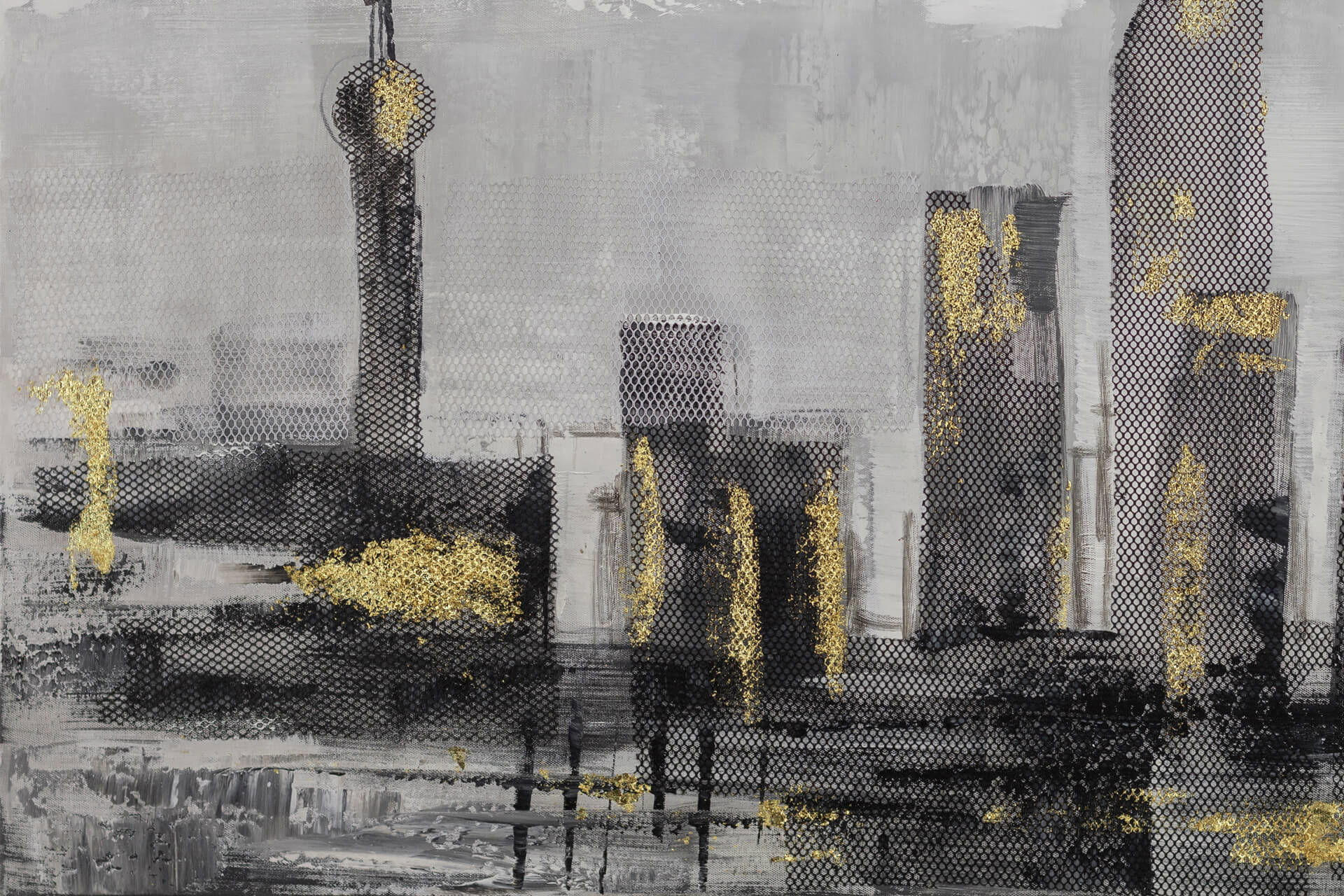 ACRYLBILD HANDGEMALT 100/70 cm - Schwarz/Grau, Holz/Textil (3/70cm) - KUNSTLOFT