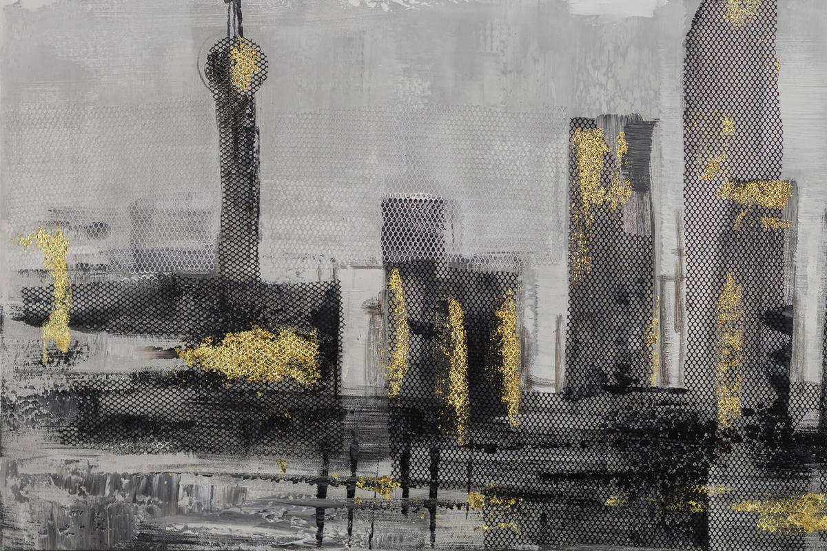 ACRYLBILD HANDGEMALT 100/70 cm - Schwarz/Grau, Holz/Textil (3/70cm) - KUNSTLOFT