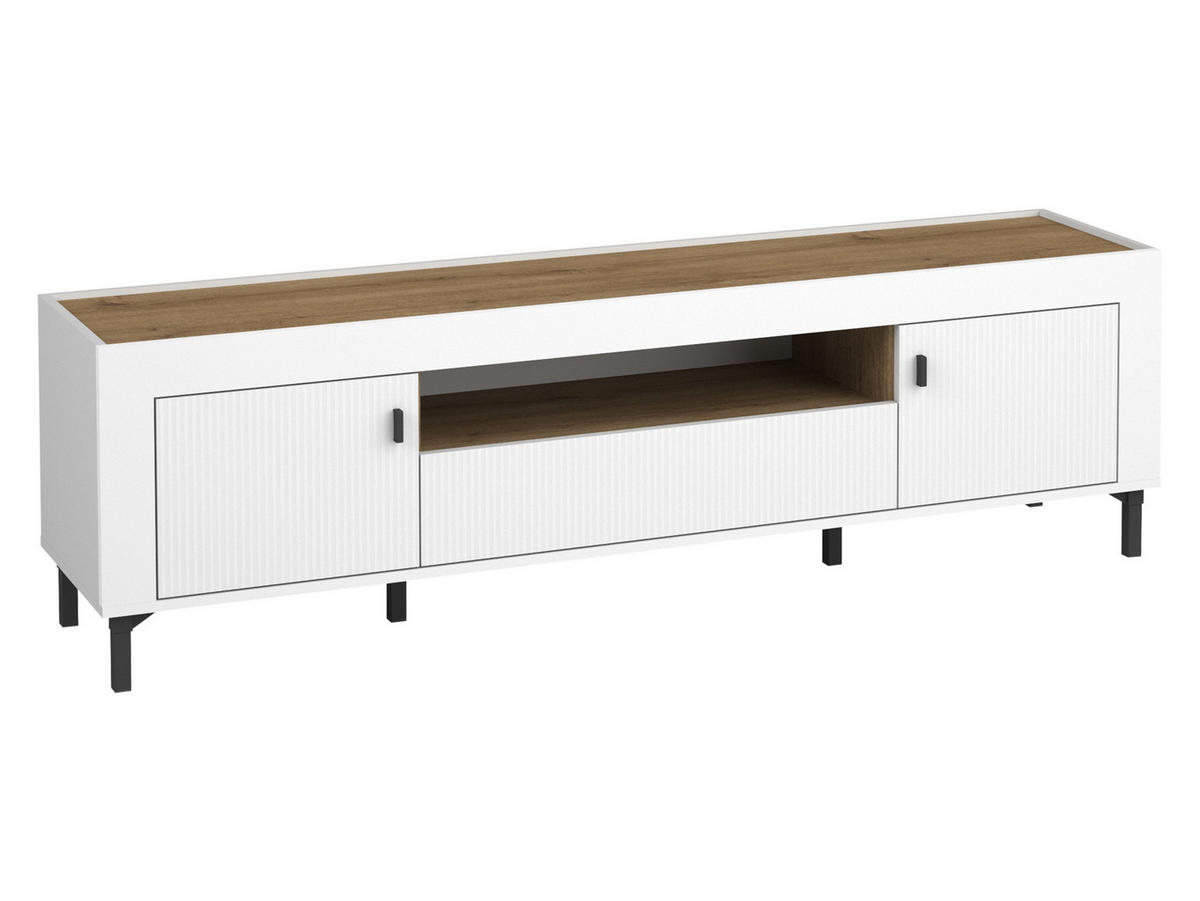 TV-LOWBOARD Mossa 2D1S MO08 - Schwarz/Weiß, Holzwerkstoff/Kunststoff (177/40/40cm) - MIRJAN24