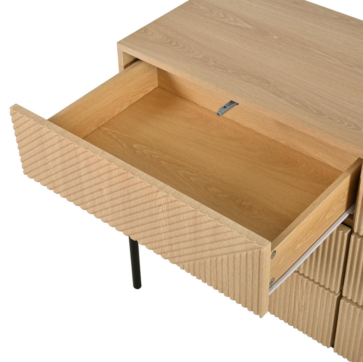 SIDEBOARD aus MDF 115,5x38x75 cm Natur mit 6 Schubladen und 3D-Struktur - Naturfarben, Holzwerkstoff (115.5/75/38cm) - IVMEU