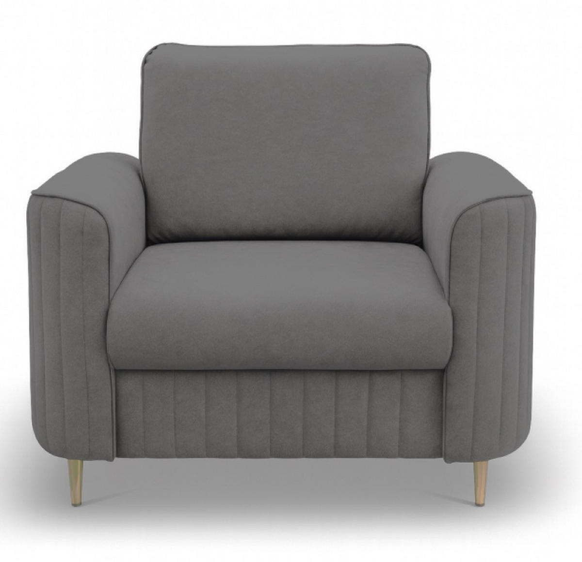 SESSEL Dunkelgrau LOREN Mit Goldfarbenen Beinen - Grau, Textil (100/85/94cm) - Sepro Meble
