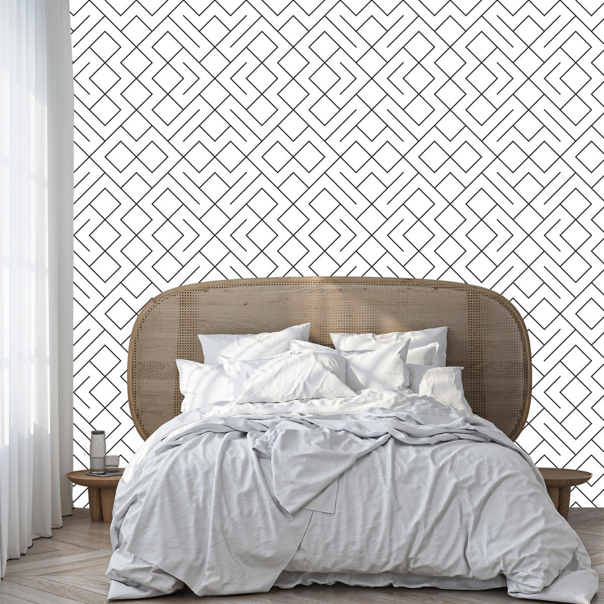 VLIESTAPETE Geometrische Linien – Schwarz, Weiß – 50x1000 cm - Schwarz/Weiß, Papier (50/1000cm) - Muralo